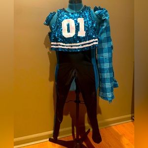 4 piece Weissman IC black and blue dance costume.